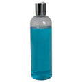12 oz. Clear PET High Clarity Cosmo Round Bottle with 24/410 Silver & White ABS/Polypropylene Disc-Top Dispensing Cap