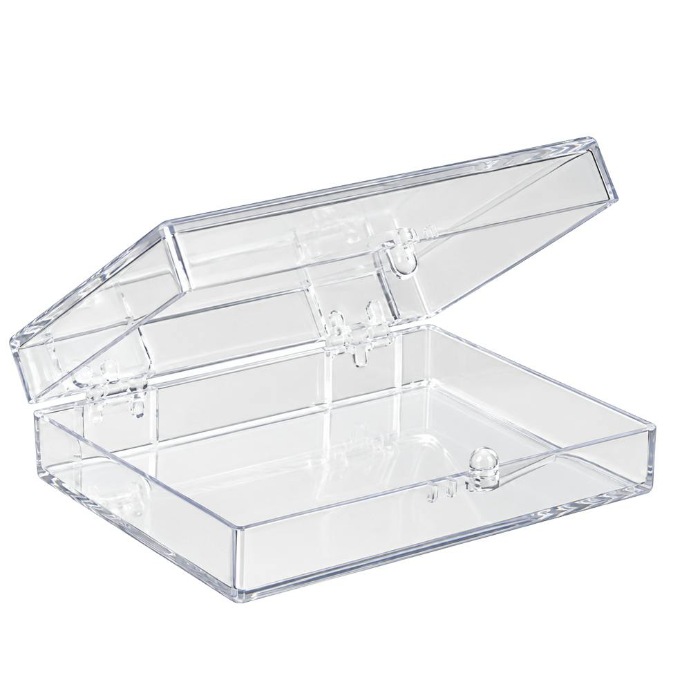 Clear Polystyrene Hinged Box - 1-5/8" L x 2-1/8" W x 1" Hgt. (Case of 1000)