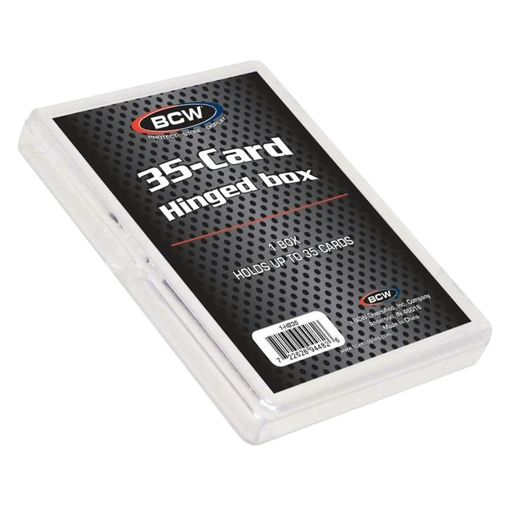 BCW® Clear Polystyrene Hinged Box - 3-5/8" L x 2-5/8" W x 3/4" Hgt. - Holds 35 Cards (Case of 100)