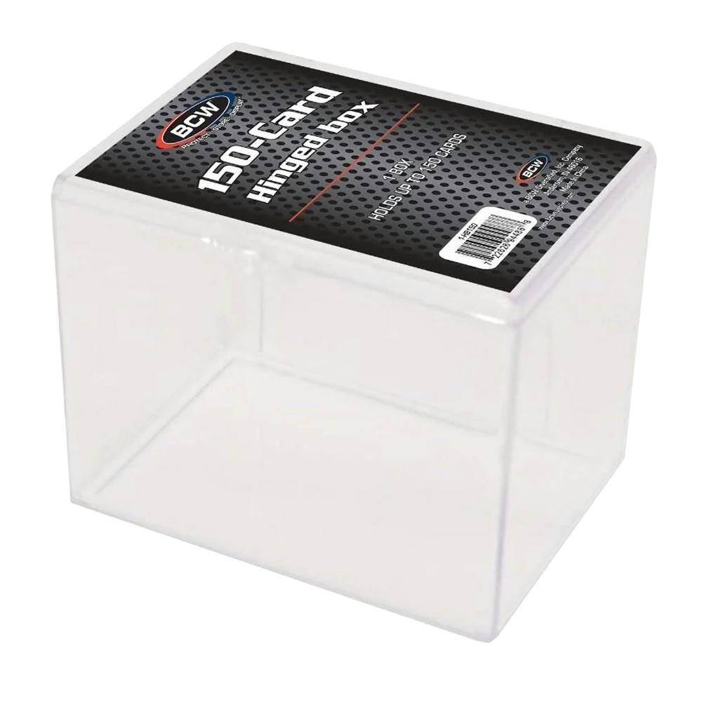 BCW® Clear Polystyrene Hinged Box - 3-5/8" L x 2-5/8" W x 2-7/8" Hgt. - Holds 150 Cards (Case of 45)