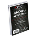 BCW® Clear Polystyrene Trading Card Slider Box - 3-5/8" L x 2-3/4" W x 3/8" Hgt. - Holds 10 Cards (Case of 50)