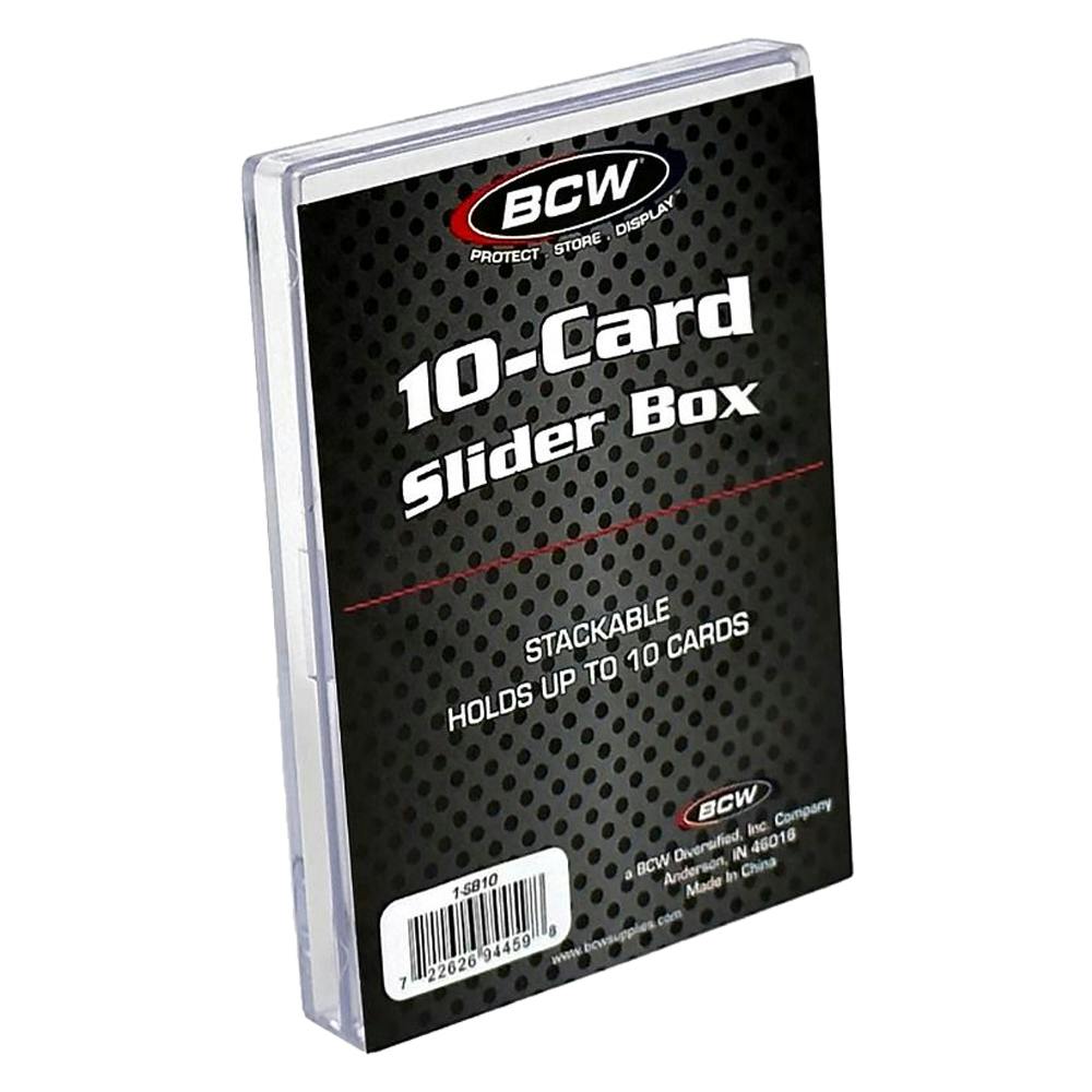 BCW® Clear Polystyrene Trading Card Slider Box - 3-5/8" L x 2-3/4" W x 3/8" Hgt. - Holds 10 Cards (Case of 50)