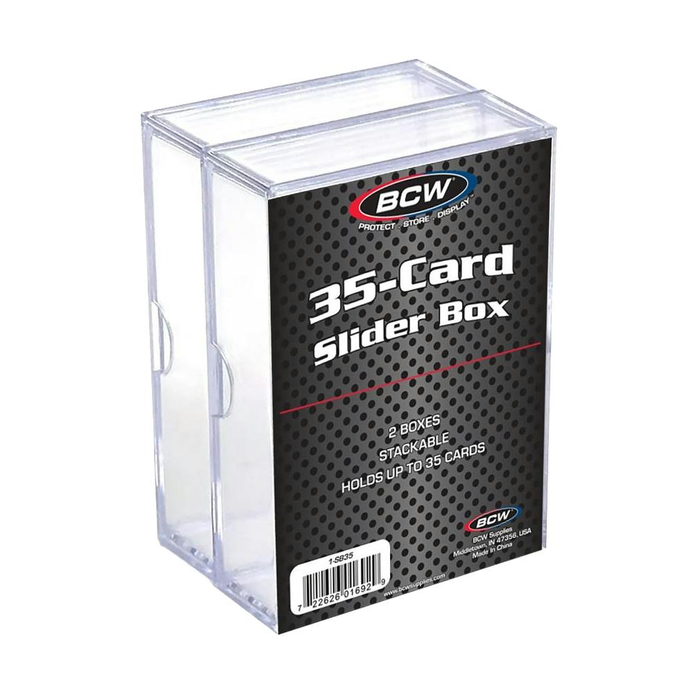 BCW® Clear Polystyrene Trading Card Slider Box - 3-13/16" L x 2-13/16" W x 7/8" Hgt. - Holds 35 Cards (Case of 100)