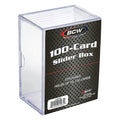 BCW® Clear Polystyrene Trading Card Slider Box - 3-7/8" L x 2-7/8" W x 1-15/16" Hgt. - Holds 100 Cards (Case of 100)