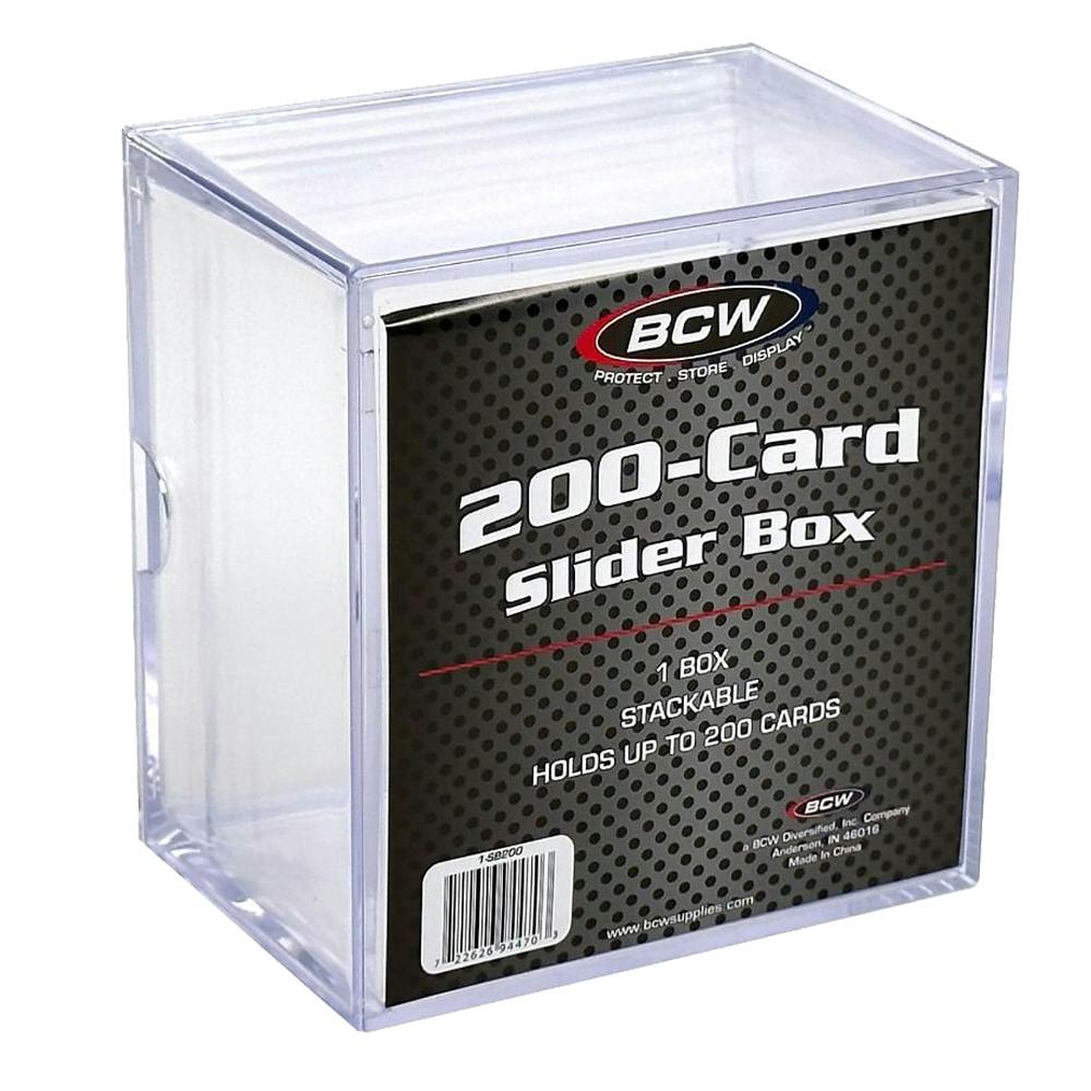 BCW® Clear Polystyrene Trading Card Slider Box - 4-1/8" L x 3-7/8" W x 2-5/8" Hgt. - Holds 200 Cards (Case of 100)