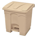 8 Gallon Beige Step-On Trash Can with Foot Pedal & Lid