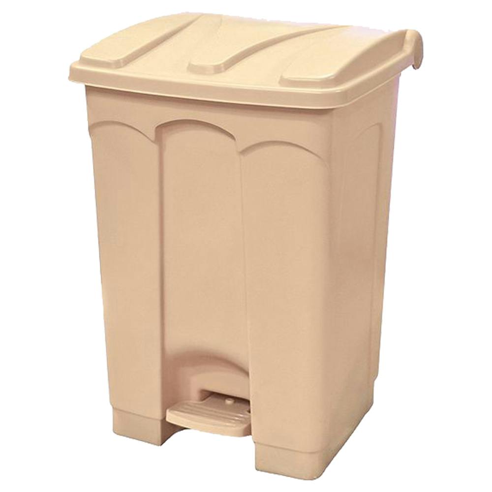 12 Gallon Beige Step-On Trash Can with Foot Pedal & Lid