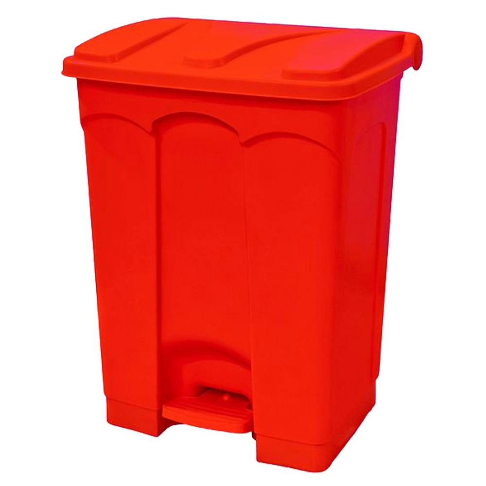 18 Gallon Red Step-On Trash Can with Foot Pedal & Lid