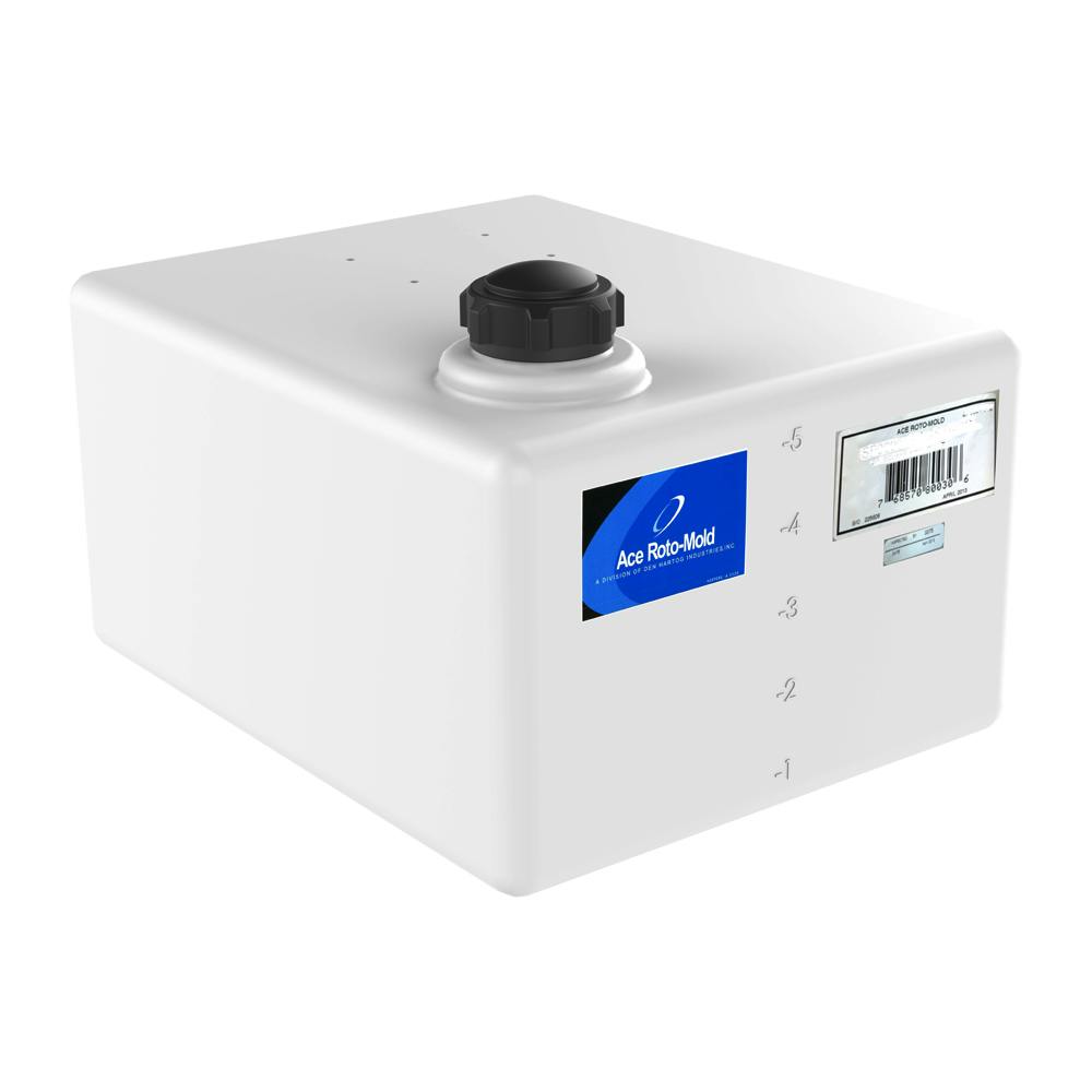 6 Gallon Natural Polyethylene Rectangular Flat Bottom Tank with Pump Mount, 2" Lid & No Fitting - 15" L x 12" W x 8" Hgt.