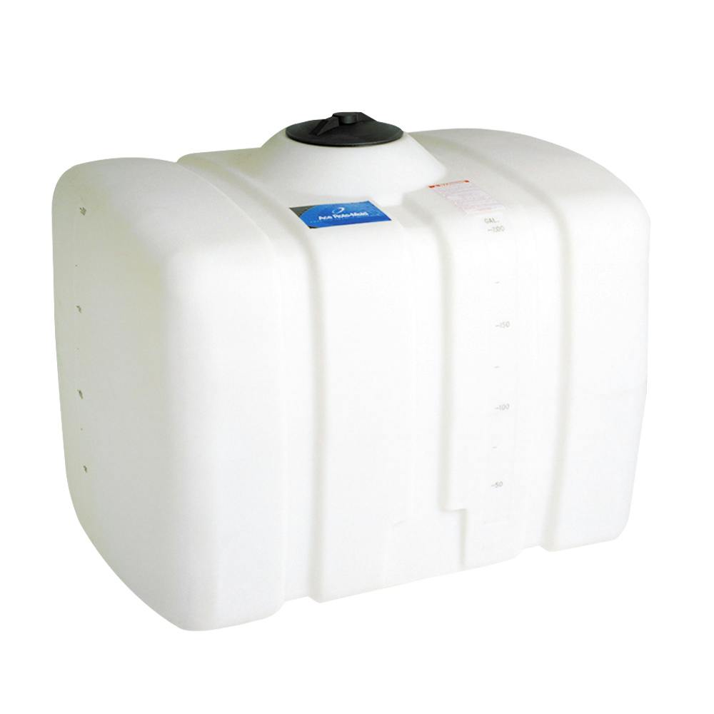 200 Gallon White Flat Bottom Tank with 8" Lid & 1" Fitting - 48" L x 36" W x 39" Hgt.