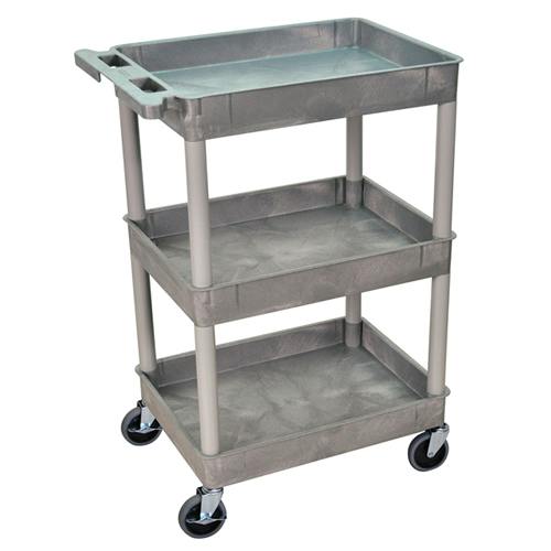 3-Shelf Gray Luxor Tub Cart (300 lbs. Capacity)
