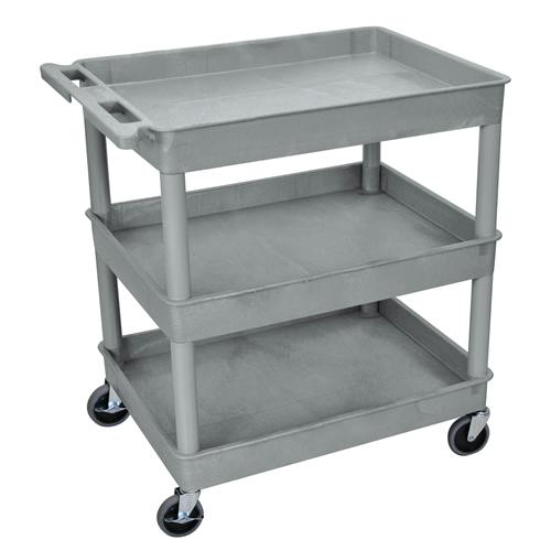 3-Shelf Gray Luxor Tub Cart (400 lbs. Capacity)