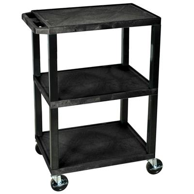 3-Shelf Black Luxor Utility Cart