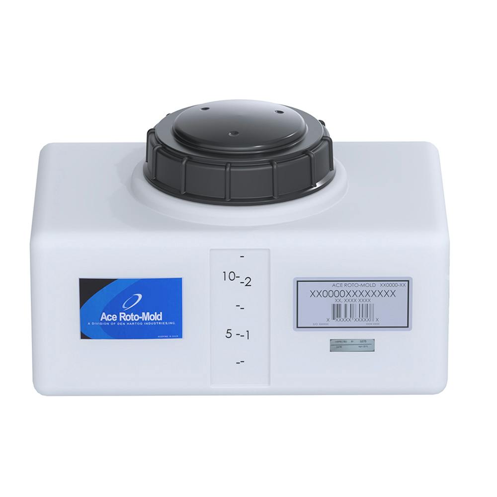 2.8 Gallon Natural Polyethylene Rectangular Flat Bottom Tank with 5" Lid & No Fitting - 14" L x 9" W x 9" Hgt.