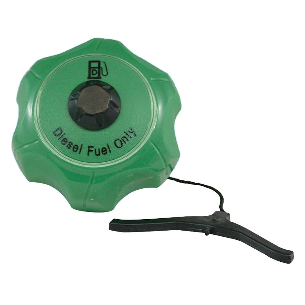 2.25" Neck Dia. Top Vented Green Nylon Twist Grip™ Threaded Diesel Fuel Tank Cap with 4" Tether
