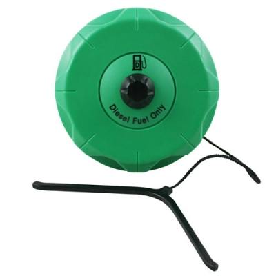 3.5" Neck Dia. Top Vented Green Nylon Threaded Diesel Fuel Tank Cap with 8" Tether