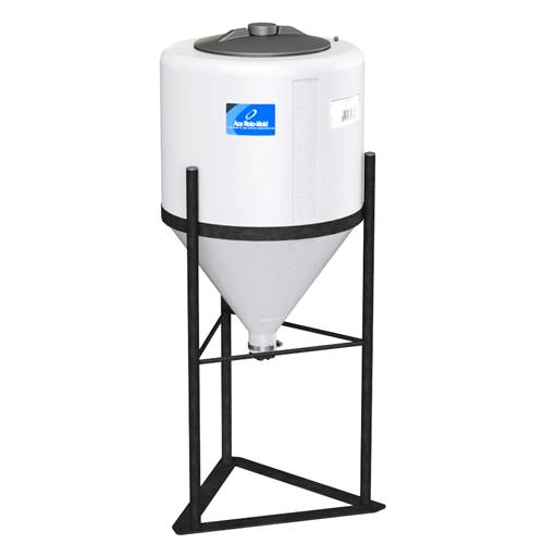 10 Gallon (Full Drain) Inductor Cone Bottom Tank with 8" Lid & 1-1/2" FPT Boss Fitting - 15" Dia. x 25" Hgt.