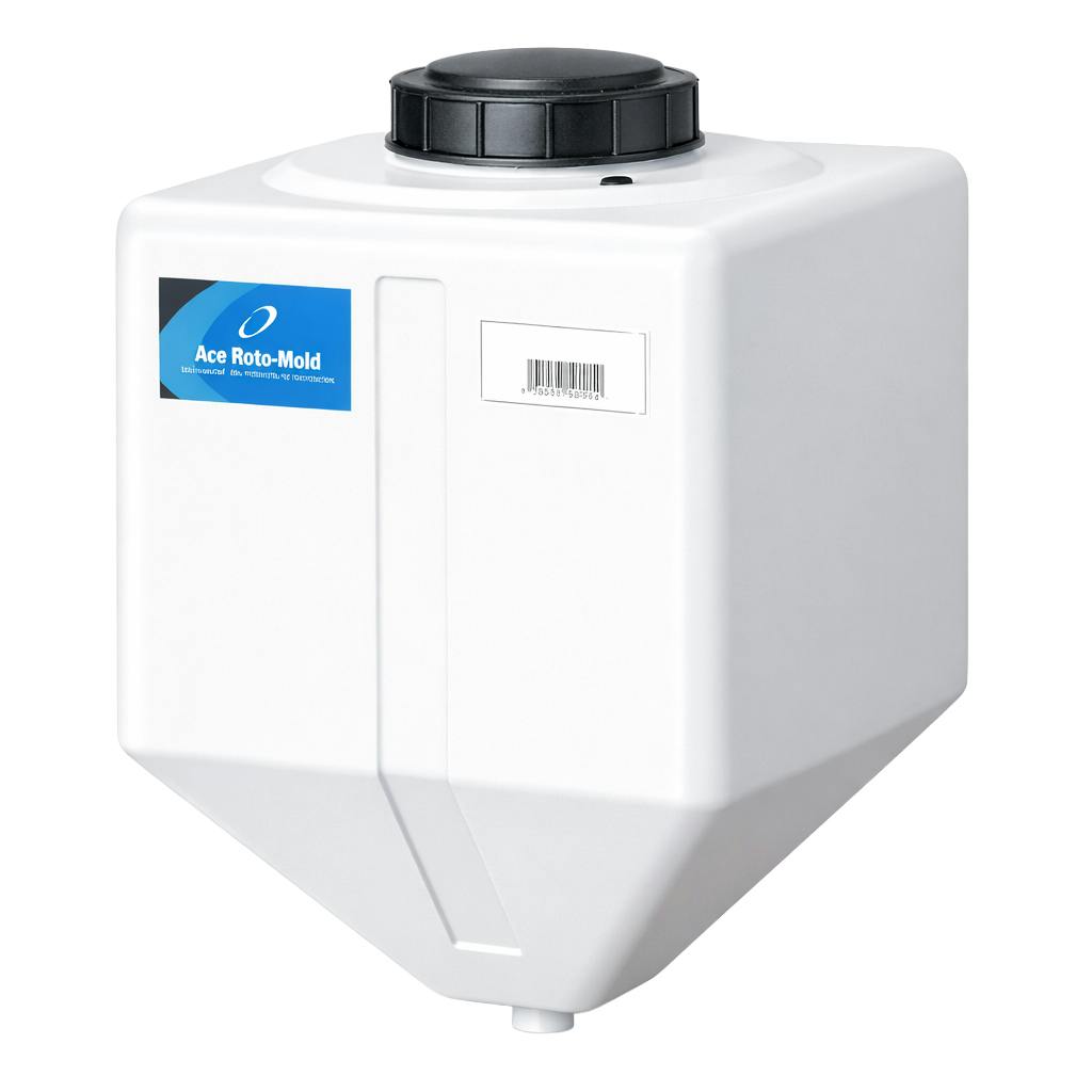 15 Gallon Natural LLDPE Square Rinse Tank with 7" Lid & 1-1/4" Spinweld Fitting - 16" L x 16" W x 24" Hgt.
