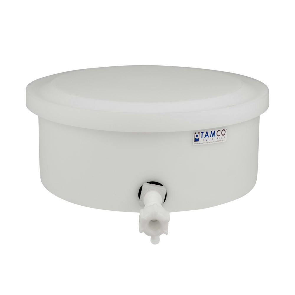 6 Gallon Natural Polyethylene Shallow Tamco® Tank with Cover & Spigot - 7" High