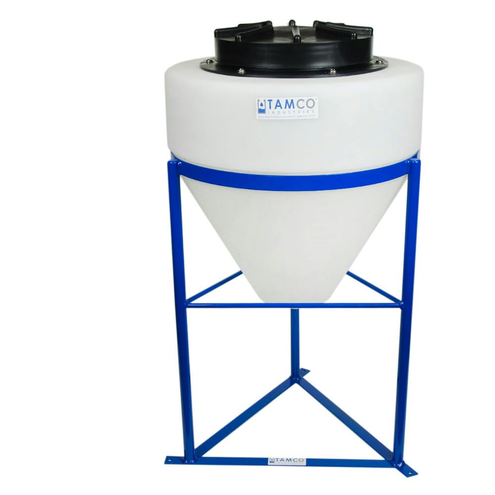 10 Gallon Tamco® Cone Bottom Tank with 608 Cone Angle & 3/4" FPT Bulkhead Fitting - 18" Dia. x 19" Hgt. (Stand sold separately)