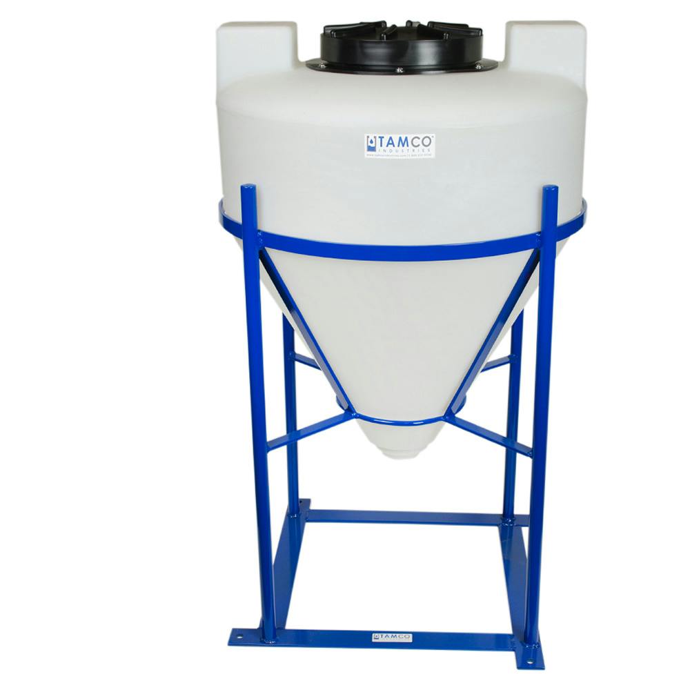 30 Gallon Tamco® Cone Bottom Tank with 608 Cone Angle & Mixer Mounts & 2" FPT Bulkhead Fitting - 26" Dia. x 31" Hgt. (Stand sold separately)