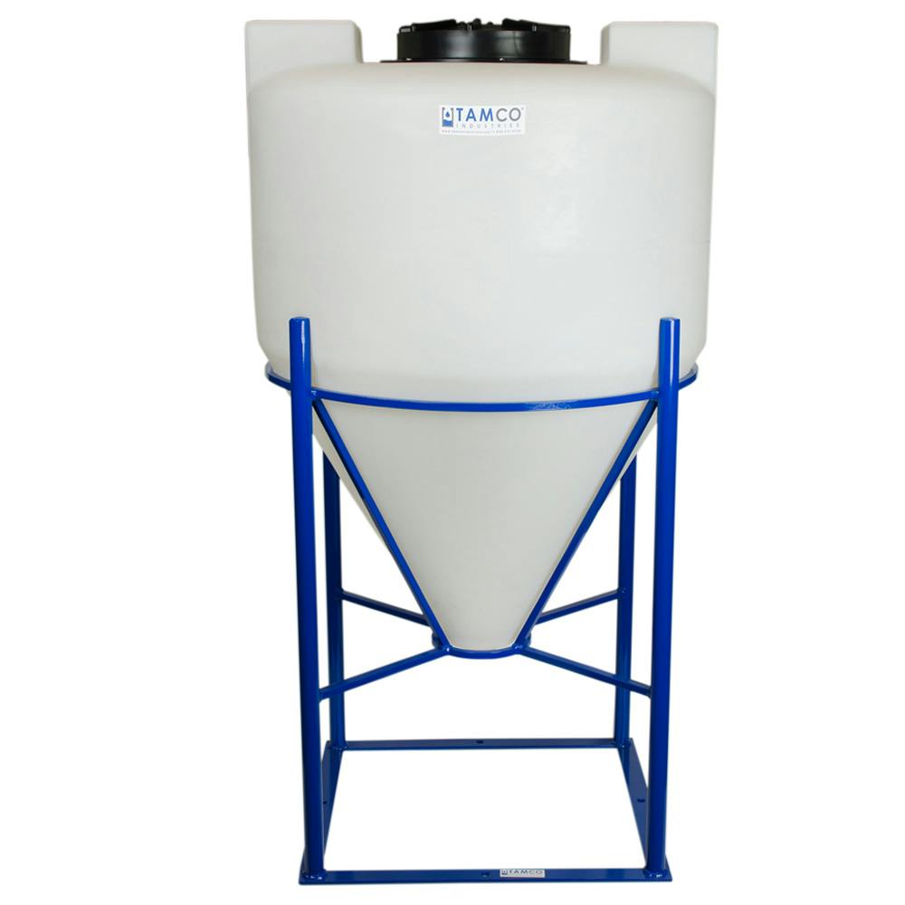 65 Gallon Tamco® Cone Bottom Tank with 60° Cone Angle & Mixer Mounts & 2" FPT Bulkhead Fitting - 30" Dia. x 41" Hgt. (Stand sold separately)