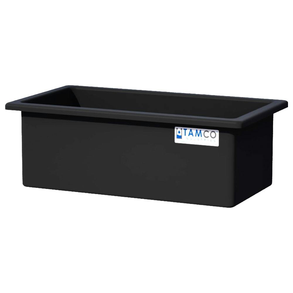 75 Gallon Black LLDPE Rectangular Tamco® Heavy-Duty Tank with External Flange - 48" L x 24" W x 18" Hgt. (Cover Sold Separately)