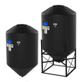 1700 Gallon Black HDPE 15° Cone Bottom Tank with Domed Top & 16" Lid - 86" Dia x 85" Hgt. (Stand Sold Separately)