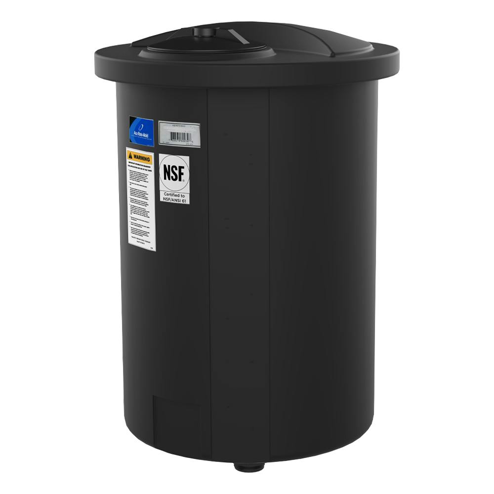 145 Gallon Black Closed Top 15° Cone Bottom Batch Tanks - 36" Dia. x 43" Hgt.