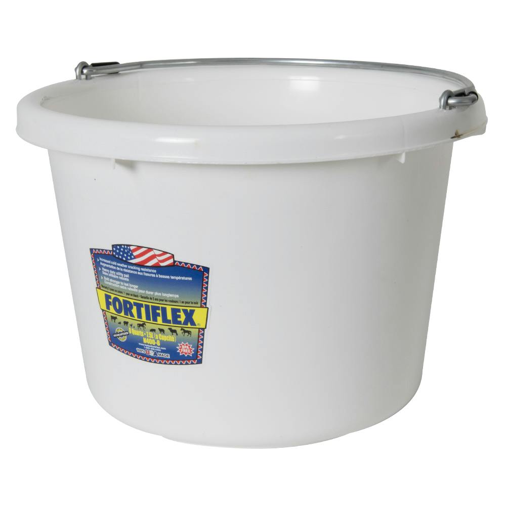 8 Quart White Molded Rubber-Polyethylene Pail