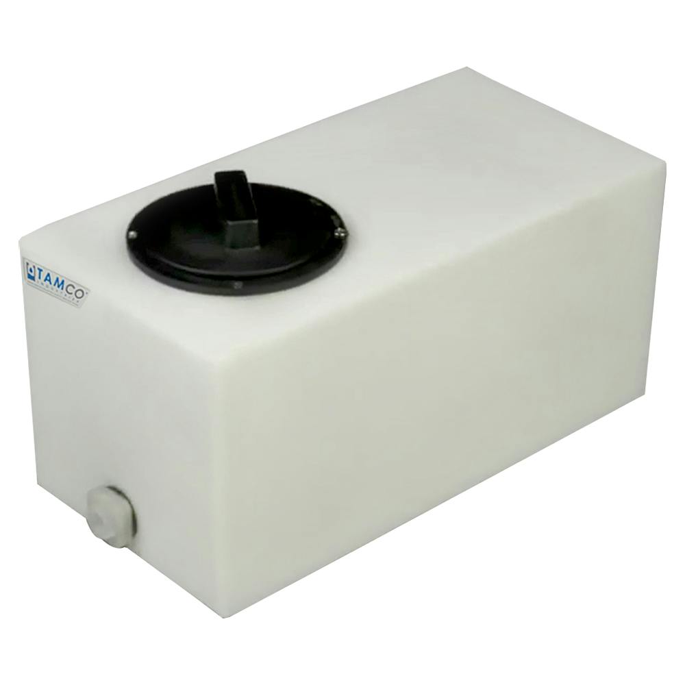 5 Gallon Natural LLDPE Rectangular Utility Tamco® Tank with 4" Lid & 1/2" FNPT Fitting & 1-Gallon Graduations - 18" L x 9" W x 10" Hgt.