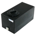 5 Gallon Black LLDPE Rectangular Utility Tamco® Tank with 4" Lid & 1/2" FNPT Fitting & 1-Gallon Graduations - 18" L x 9" W x 10" Hgt.