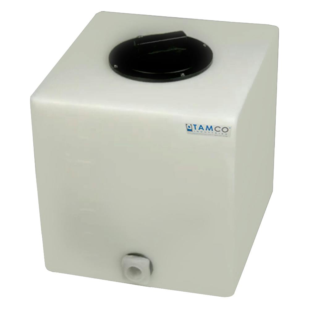 7 Gallon Natural LLDPE Rectangular Utility Tamco® Tank with 4" Lid & 3/4" FNPT Fitting & 1-Gallon Graduations - 13" L x 12" W x 13-1/2" Hgt.