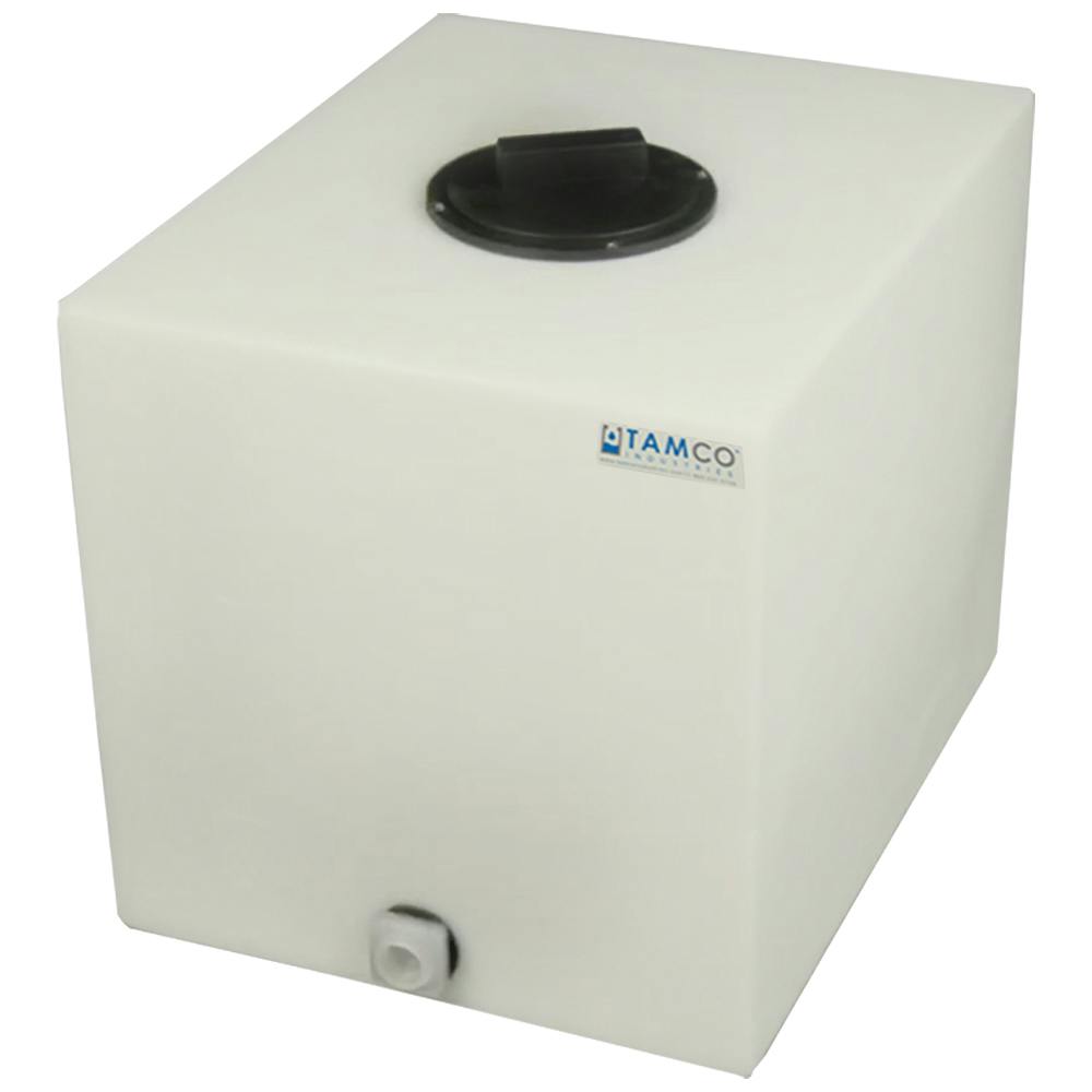 16 Gallon Natural LLDPE Rectangular Utility Tamco® Tank with 8" Gasketed Lid & 3/4" FNPT Fitting & 2-Gallon Graduations - 18-1/2" L x 15" W x 16-1/2" Hgt.