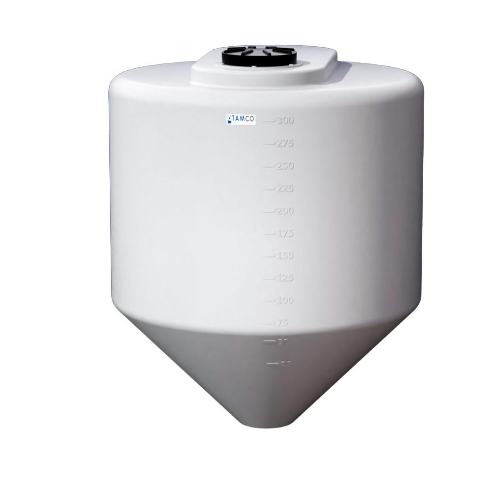 300 Gallon Tamco® Cone Bottom Tank with 45° Cone Angle & 2" FPT Bulkhead Fitting - 48" Dia. x 57-1/4" Hgt. (Stand sold separately)