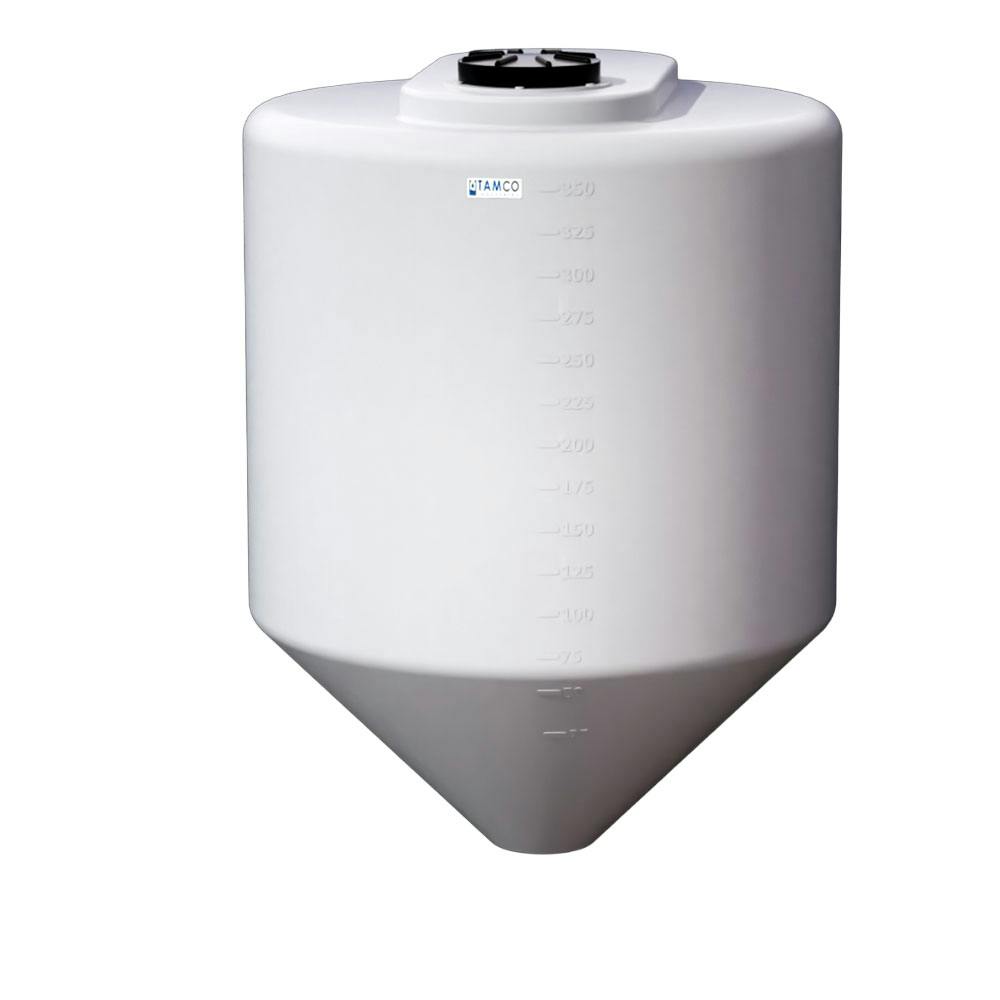 350 Gallon Tamco® Cone Bottom Tank with 45° Cone Angle & 2" FPT Boss Fitting (Full Drain) - 48" Dia. x 63-3/4" Hgt. (Stand sold separately)
