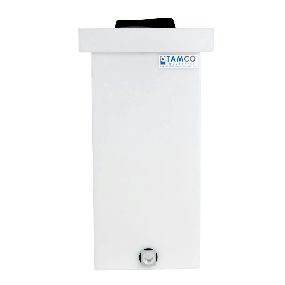 14 Gallon Natural Polyethylene Tamco® Tank with 8" Lid & 3/4" FNPT Polypropylene Bulkhead - 12" L x 12" W x 24" Hgt.