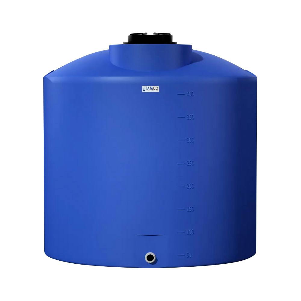 400 Gallon Tamco® Vertical Blue PE Tank with 12-1/2" Lid & 2" Fitting - 54" Dia. x 55" Hgt.