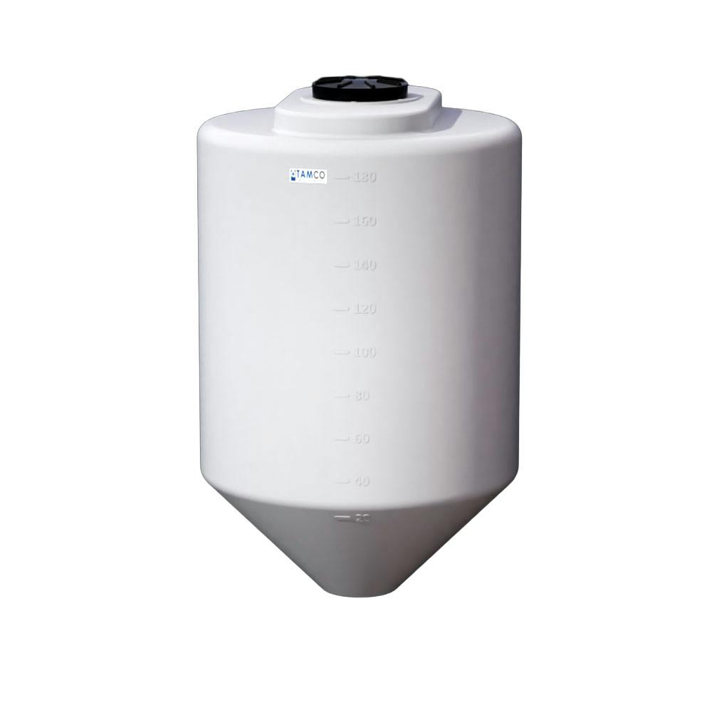180 Gallon Cone Bottom Tamco® Tank with 45° Cone Angle & 2" FPT Bulkhead Fitting - 36" Dia. x 56" Hgt. (Stand sold separately)