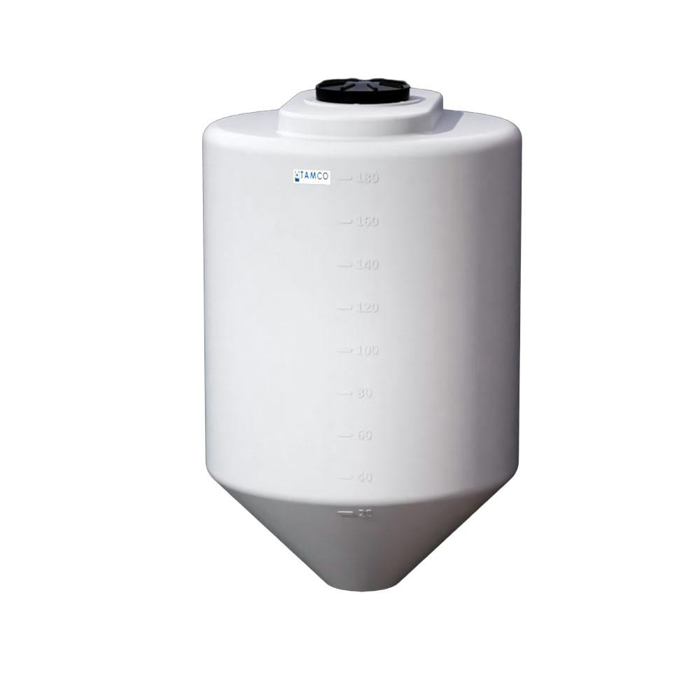 180 Gallon Cone Bottom Tamco® Tank with 45° Cone Angle & 2" FPT Boss Fitting (Full Drain) - 36" Dia. x 56" Hgt. (Stand sold separately)