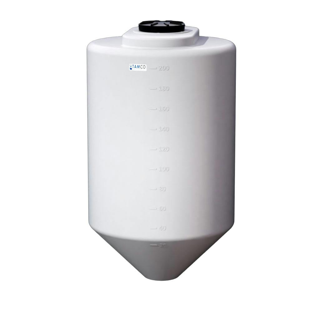 200 Gallon Tamco® Cone Bottom Tank with 45° Cone Angle & 2" FPT Boss Fitting (Full Drain) - 36" Dia. x 61" Hgt. (Stand sold separately)