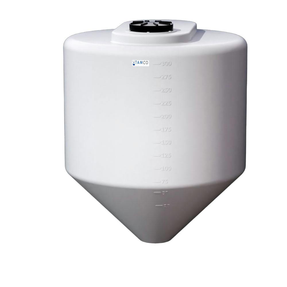 300 Gallon Tamco® Cone Bottom Tank with 45° Cone Angle & 2" FPT Boss Fitting (Full Drain) - 48" Dia. x 57-1/4" Hgt. (Stand sold separately)