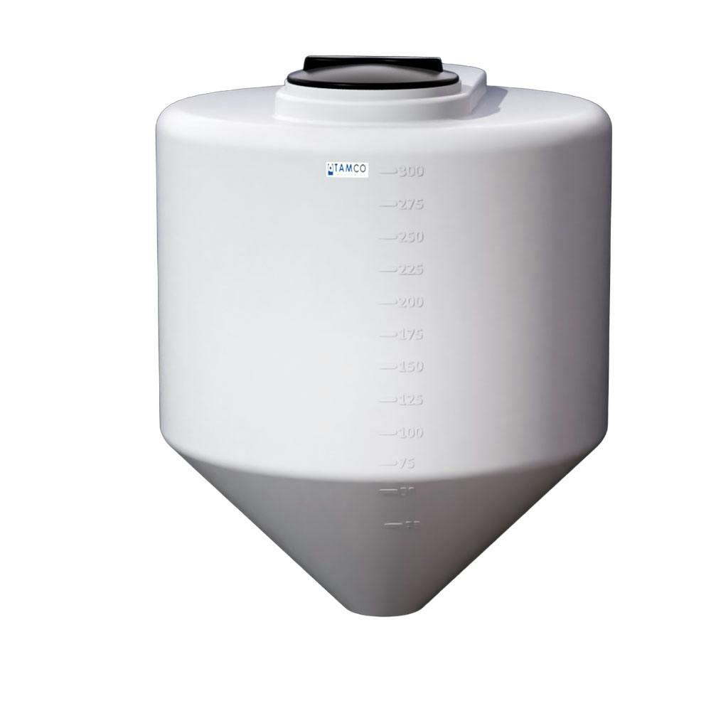 300 Gallon Tamco® Cone Bottom Tank with 45° Cone Angle & 2" FPT Bulkhead Fitting - 48" Dia. x 57-1/4" Hgt. (Stand sold separately)