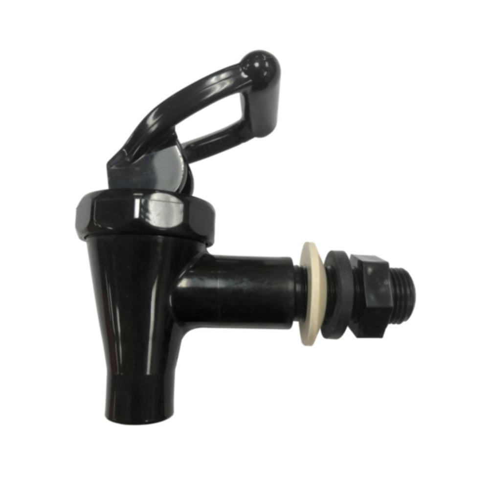 1/2" ID x 11/16" Discharge Polypropylene Fast Draw-Off Faucet with Nudger Handle - 1-1/4" Thread L