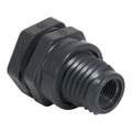 1/2" Loose Thread x Thread Gray PVC Bulkhead Fitting w/FPM Gasket - 1.38" Hole Size