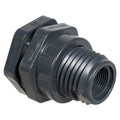 3/4" Loose Thread x Thread Gray PVC Bulkhead Fitting w/FPM Gasket - 1.63" Hole Size