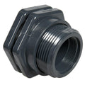 1-1/2" Installed Thread x Thread Gray PVC Bulkhead Fitting w/FPM Gasket - 2.63" Hole Size