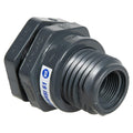 3/4" Installed Thread x Thread Gray PVC Bulkhead Fitting w/EPDM Gasket - 1.63" Hole Size