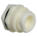 1-1/2" Loose Thread x Thread Natural Polypropylene Bulkhead Fitting w/FPM Gasket - 2.63" Hole Size