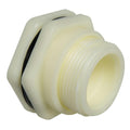 2" Installed Thread x Thread Natural Polypropylene Bulkhead Fitting w/FPM Gasket - 3.25" Hole Size